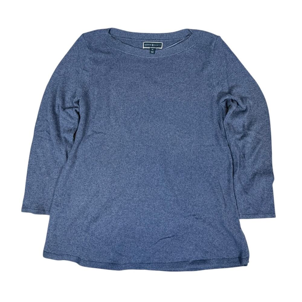 Karen Scott Women's XL Blue Heather Pullover Sweater 60% Cotton 40% Acrylic